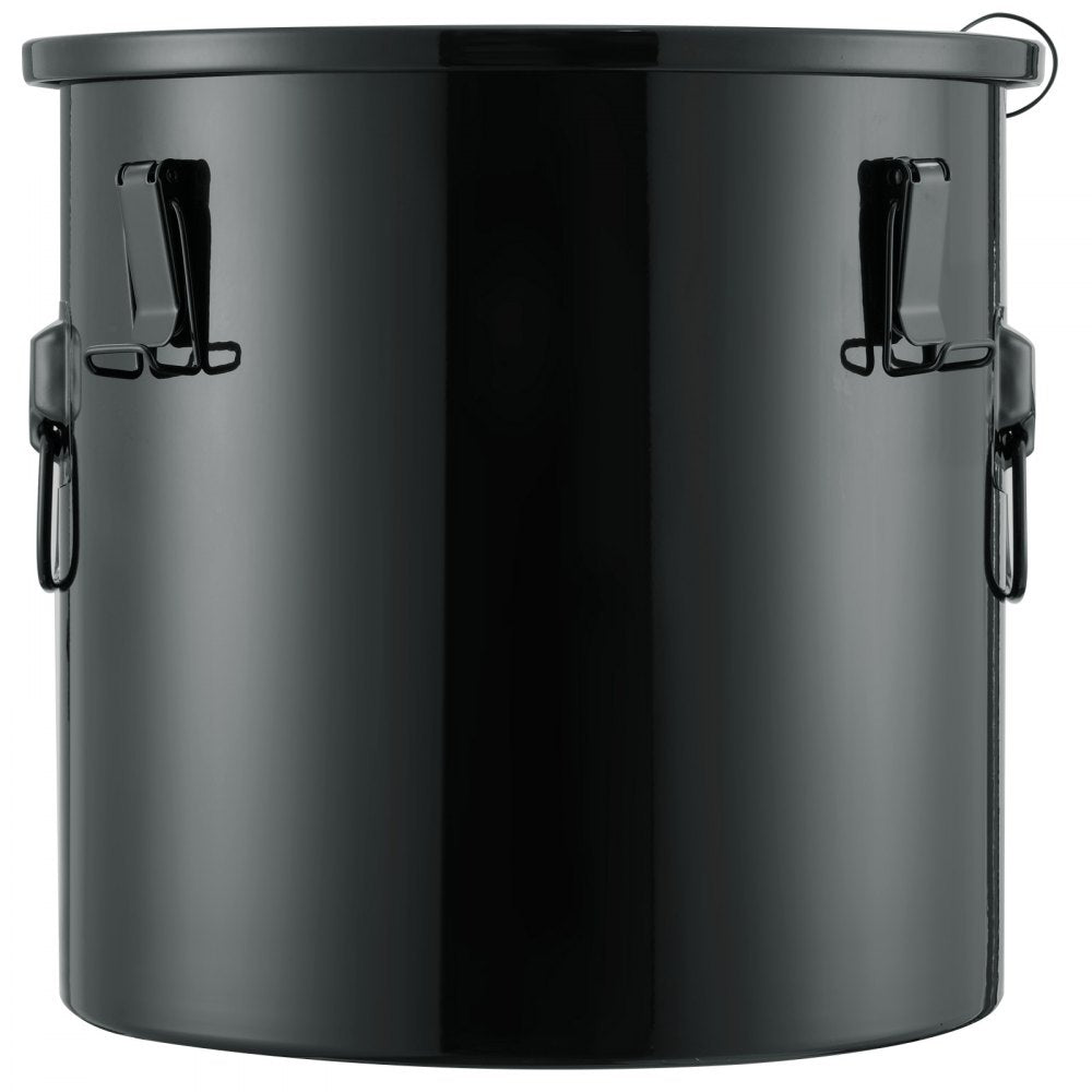 VEVOR Fryer Grease Bucket, 8 Gal Oil Disposal Caddy Stainless Steel Fryer Oil Bucket Rust-Proof Coating, Oil Transport Container with Lid, Lock Clips, Filter Bag for Hot Cooking Oil Filtering, Black