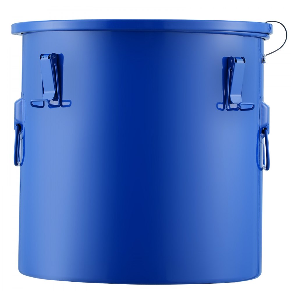 VEVOR Fryer Grease Bucket, 10 Gal Oil Disposal Caddy Carbon Steel Fryer Oil Bucket with Rust-Proof Coating, Oil Transport Container with Lid, Lock Clips, Filter Bag for Hot Cooking Oil Filtering, Blue