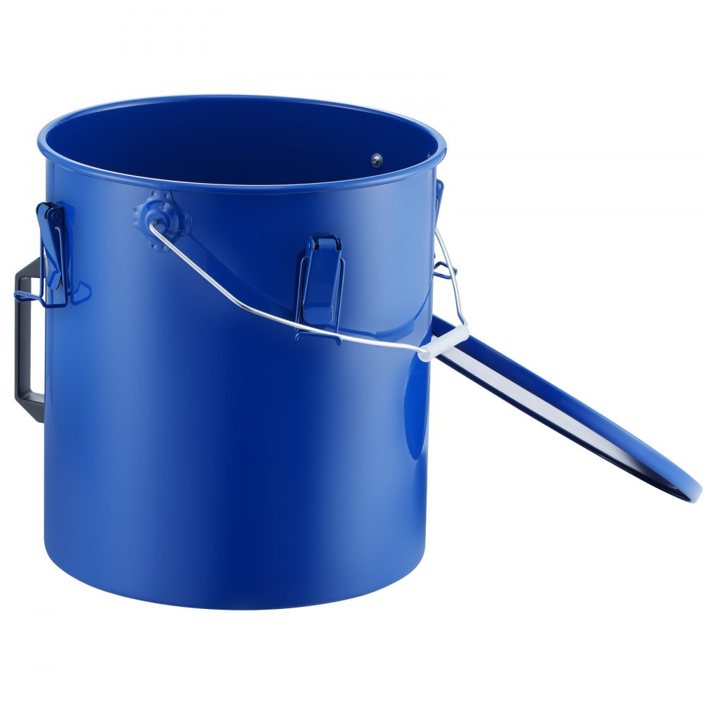VEVOR Fryer Grease Bucket, 6 Gal Oil Disposal Caddy Carbon Steel Fryer Oil Bucket with Rust-Proof Coating, Oil Transport Container with Lid, Lock Clips, Filter Bag for Hot Cooking Oil Filtering, Blue