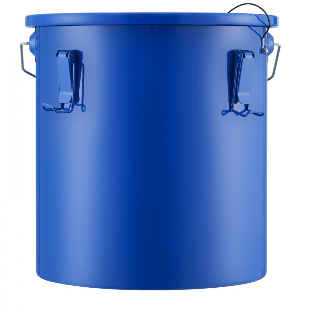 VEVOR Fryer Grease Bucket, 6 Gal Oil Disposal Caddy Carbon Steel Fryer Oil Bucket with Rust-Proof Coating, Oil Transport Container with Lid, Lock Clips, Filter Bag for Hot Cooking Oil Filtering, Blue
