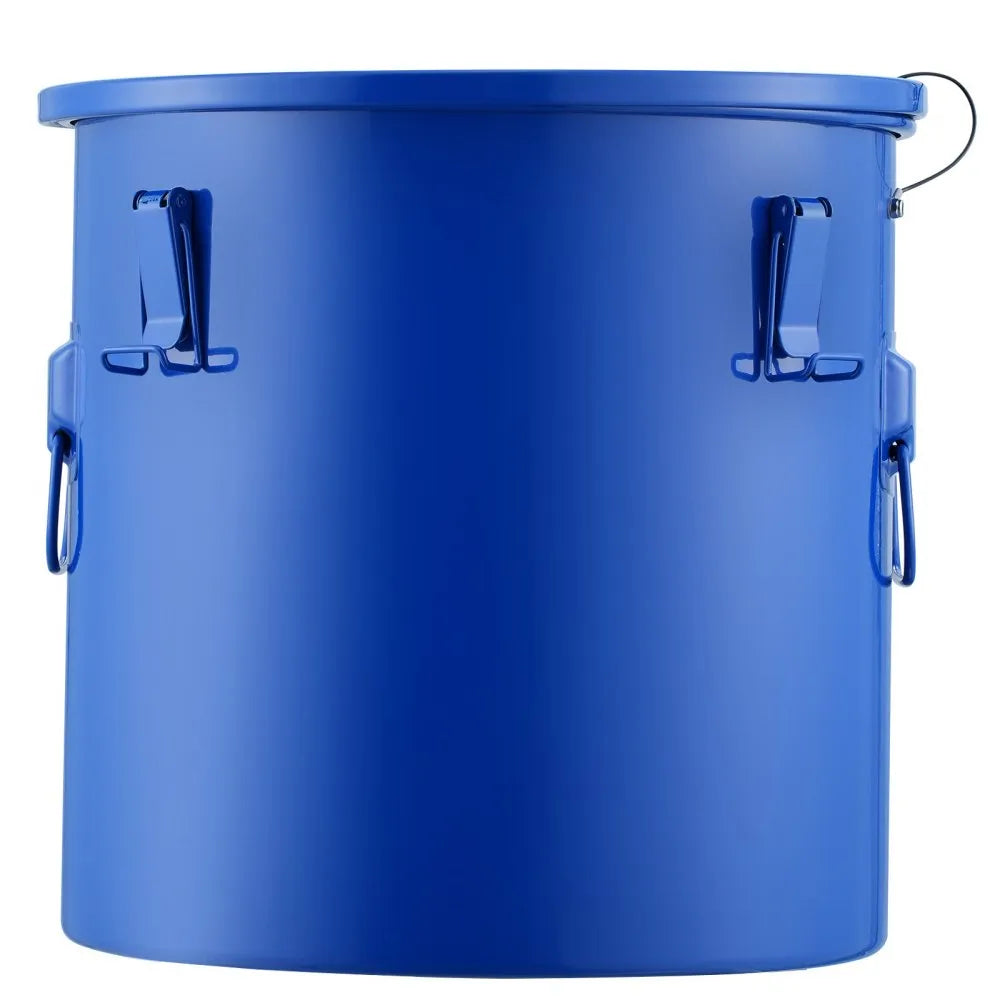 VEVOR Fryer Grease Bucket, 8 Gal Oil Disposal Caddy Carbon Steel Fryer Oil Bucket with Rust-Proof Coating, Oil Transport Container with Lid, Lock Clips, Filter Bag for Hot Cooking Oil Filtering, Blue