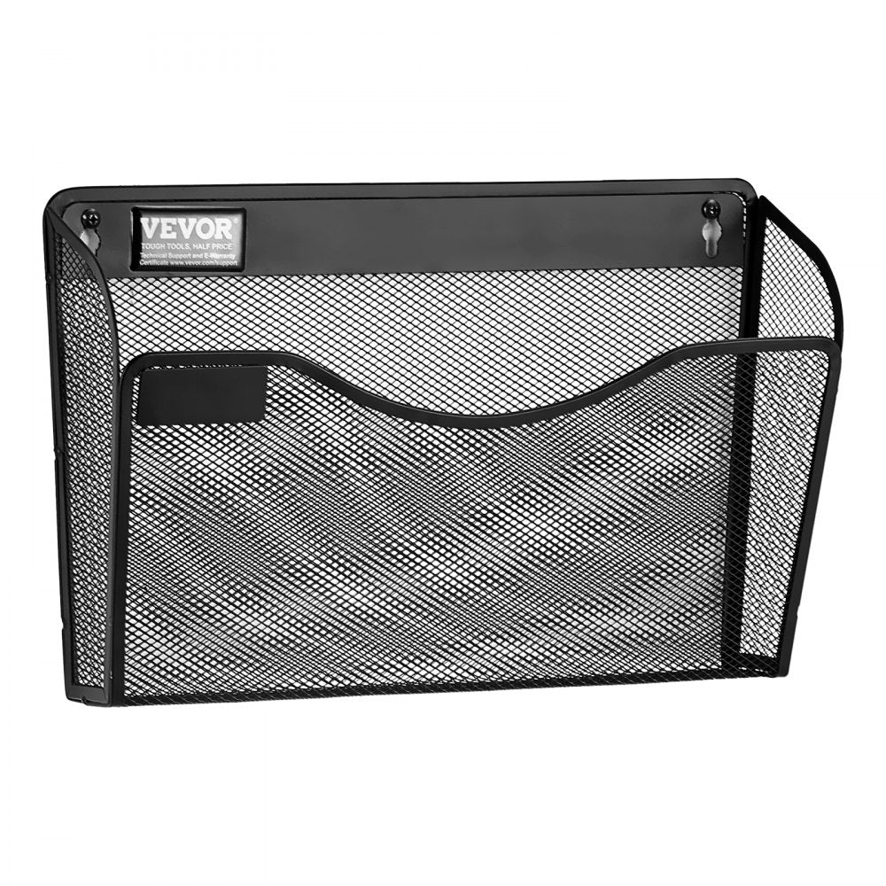 VEVOR File Wall Rack, Six-Piece 1 Pocket Mesh Wall File Holder, Wall Mounted Magazine Mail Paper & Document Storage Folder, Metal Wall File Organizer with Nametag Label, for Office Home & School