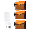 VEVOR File Wall Rack, Three-Piece 1 Pocket Mesh Wall File Holder, Wall Mounted Magazine Mail Paper & Document Storage Folder, Metal Wall File Organizer with Nametag Label, for Office Home & School