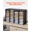 VEVOR Literature Organizer, 36 Compartments Office Mailbox with Detachable Shelves, Wooden Mailbox Sorter with Particle Board, Countertop Office Home Storage Organizer for File, Document, Paper, Black