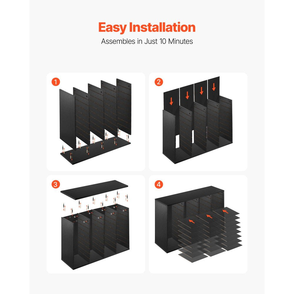 VEVOR Literature Organizer, 36 Compartments Office Mailbox with Detachable Shelves, Wooden Mailbox Sorter with Particle Board, Countertop Office Home Storage Organizer for File, Document, Paper, Black