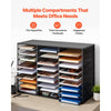 VEVOR Literature Organizer, 27 Compartments Metal Office Mailbox with Detachable Wire Mesh, Mailbox Sorter with Wooden Top, Countertop Office Home Storage Organizer for File, Document, Paper, Black