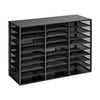 VEVOR Literature Organizer, 27 Compartments Metal Office Mailbox with Detachable Wire Mesh, Mailbox Sorter with Wooden Top, Countertop Office Home Storage Organizer for File, Document, Paper, Black