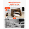 VEVOR Literature Organizer, 4 Compartments Office Mailbox with Detachable Shelves, Wooden Mailbox Sorter with Side Vertical Storage, Countertop Office Home Organizer for File, Document, Paper, Brown