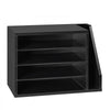 VEVOR Literature Organizer, 4 Compartments Office Mailbox with Detachable Shelves, Wooden Mailbox Sorter with Side Vertical Storage, Countertop Office Home Organizer for File, Document, Paper, Black