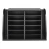 VEVOR Literature Organizer, 12 Compartments Office Mailbox with Side Vertical Storage, Wooden Mailbox Sorter Made of Particle Board, Countertop Office Home  Organizer for File, Document, Paper, Black