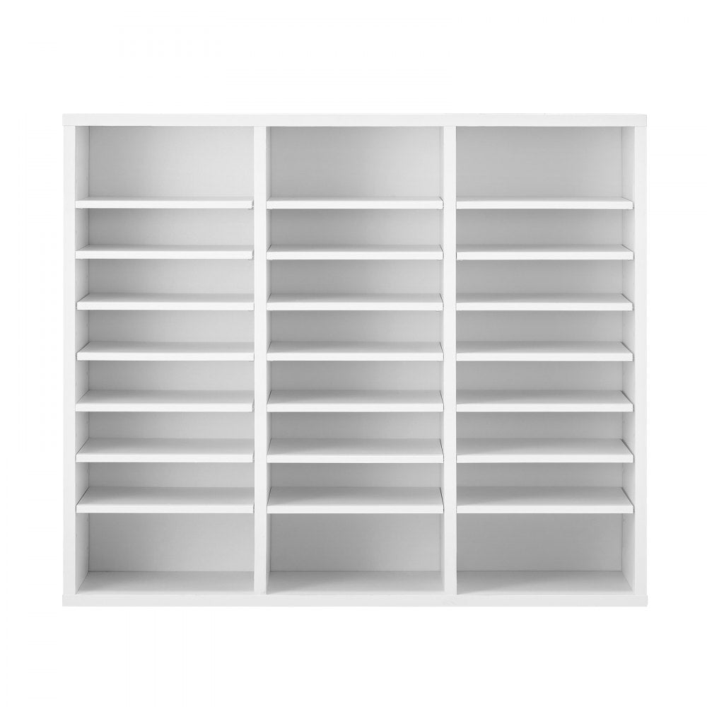 VEVOR Literature Organizer, 24 Compartments Office Mailbox with Adjustable Shelves, Wooden Mailbox Sorter Medium Density Fiberboard Office Home Classroom Storage for Files, Documents, Papers, White