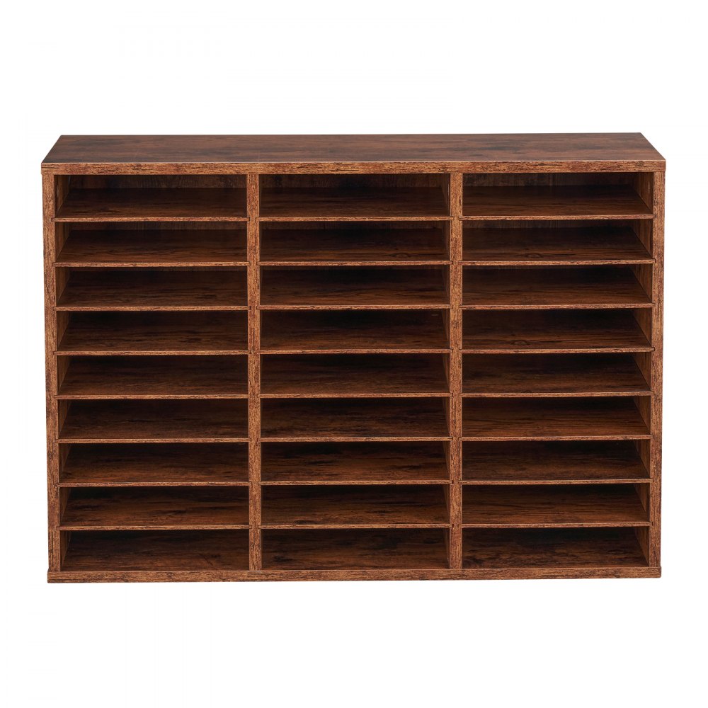 VEVOR Literature Organizer, 27 Compartments Office Mailbox with Removable Shelves, Wood Mailbox Sorter Particle Board Office Home Classroom Storage, File Sorter for File, Document, Paper, Dark Brown