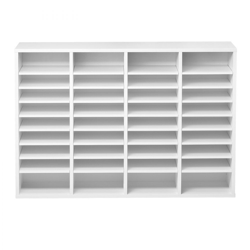 VEVOR Literature Organizer, 36 Compartments Office Mailbox with Adjustable Shelves, Wooden Mailbox Sorter Medium Density Fiberboard Office Home Classroom Storage for Files, Documents, Papers, White