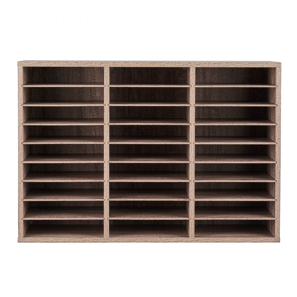 VEVOR Literature Organizer, 27 Compartments Office Mailbox with Removable Shelves, Wood Mailbox Sorter Particle Board Office Home Classroom Storage, File Sorter for File, Document, Paper, Black-Grey