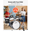 VEVOR Kids Drum Set, 5-Piece 14 in Junior Drum Sets, Beginner Drums Set with Adjustable Throne, Cymbal & Two Pairs of Drumsticks, Musical Learning Drums Instruments Kit, for Children Ages 6-13(Black)