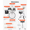 VEVOR Kids Drum Set, 5-Piece 14 in Junior Drum Sets, Beginner Drums Set with Adjustable Throne, Cymbal & Two Pairs of Drumsticks, Musical Learning Drums Instruments Kit, for Children Ages 6-13(Black)