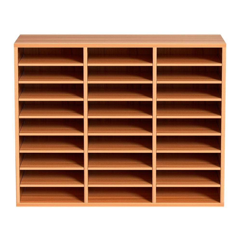 VEVOR 27 Compartments Wood Literature Organizer, Adjustable Shelves, Medium Density Fiberboard Mail Center, Office Home School Storage for Files, Documents, Papers, Magazines, White