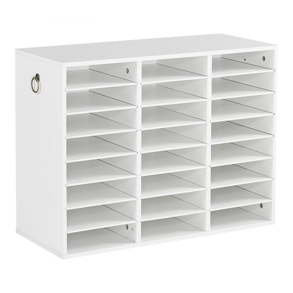 VEVOR Wood Literature Organizer 24 Compartments Office Mailboxes White, Countertop Literature Sorter for Files Documents Papers, with Adjustable Shelves, for Office, Home, Classroom Organization