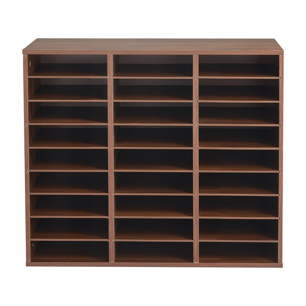 VEVOR Wood Literature Organizer 27 Compartments Office Mailboxes Brown, Countertop Literature Sorter for Files Documents Papers, with Adjustable Shelves, for Office, Home, Classroom Organization