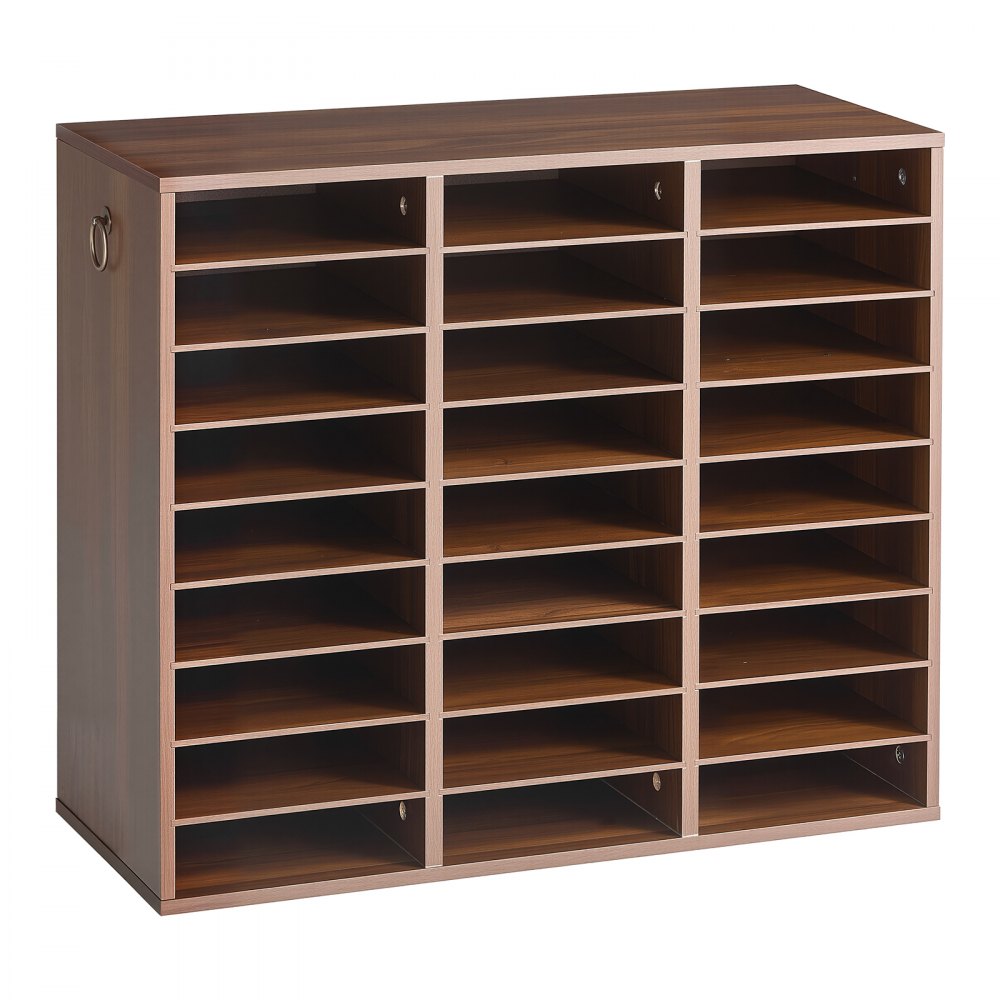 VEVOR Wood Literature Organizer 27 Compartments Office Mailboxes Brown, Countertop Literature Sorter for Files Documents Papers, with Adjustable Shelves, for Office, Home, Classroom Organization