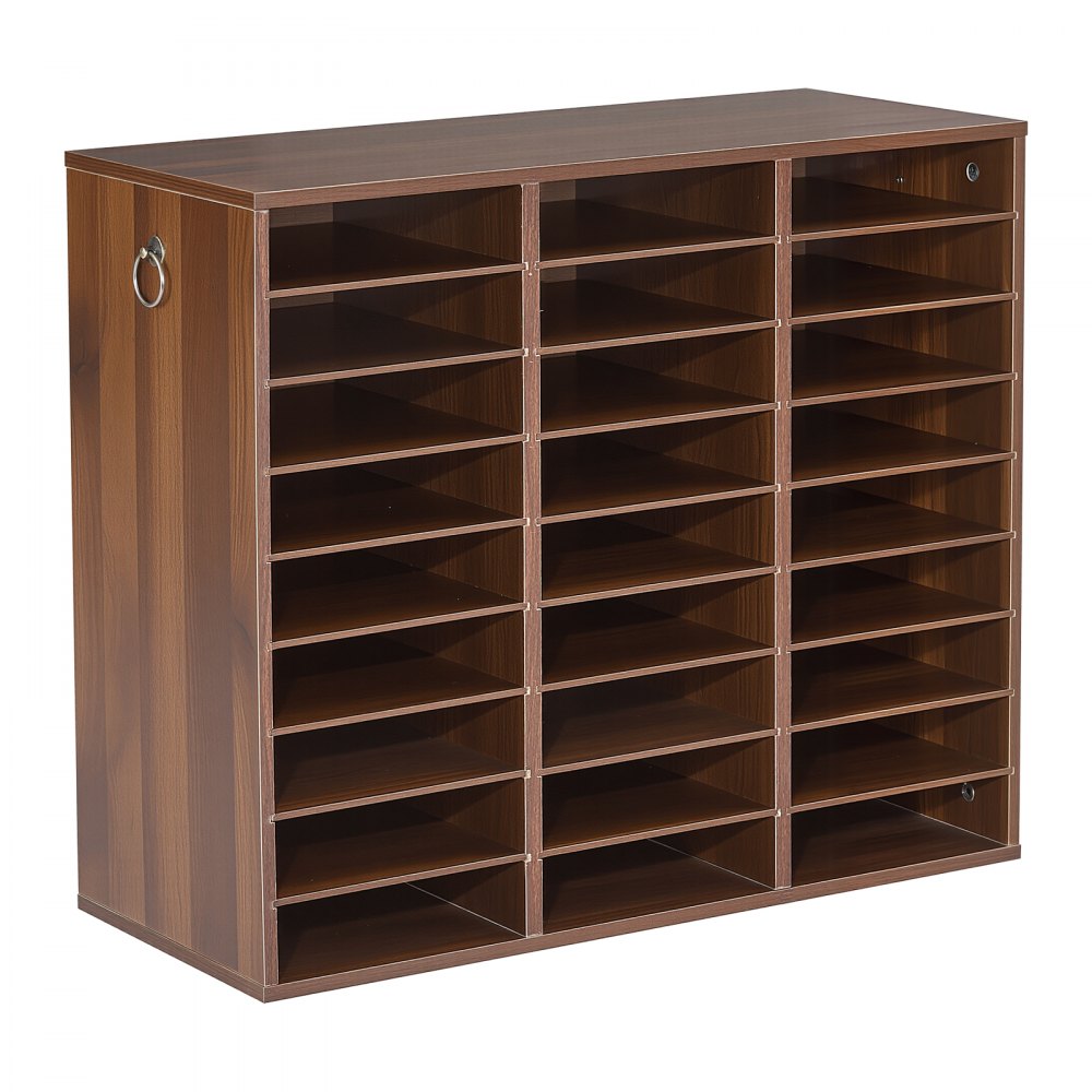VEVOR Wood Literature Organizer 27 Compartments Office Mailboxes Brown, Countertop Literature Sorter for Files Documents Papers, with Adjustable Shelves, for Office, Home, Classroom Organization