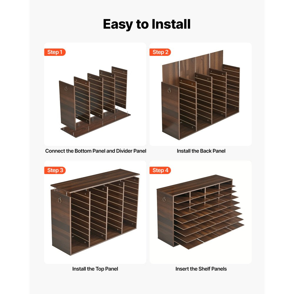 VEVOR Wood Literature Organizer 36 Compartments Office Mailboxes Brown, Countertop Literature Sorter for Files Documents Papers, with Adjustable Shelves, for Office, Home, Classroom Organization