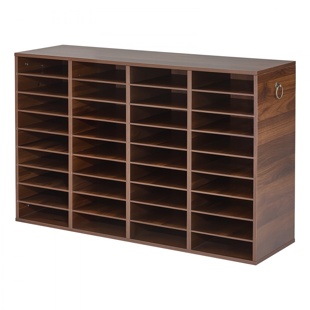 VEVOR Wood Literature Organizer 36 Compartments Office Mailboxes Brown, Countertop Literature Sorter for Files Documents Papers, with Adjustable Shelves, for Office, Home, Classroom Organization