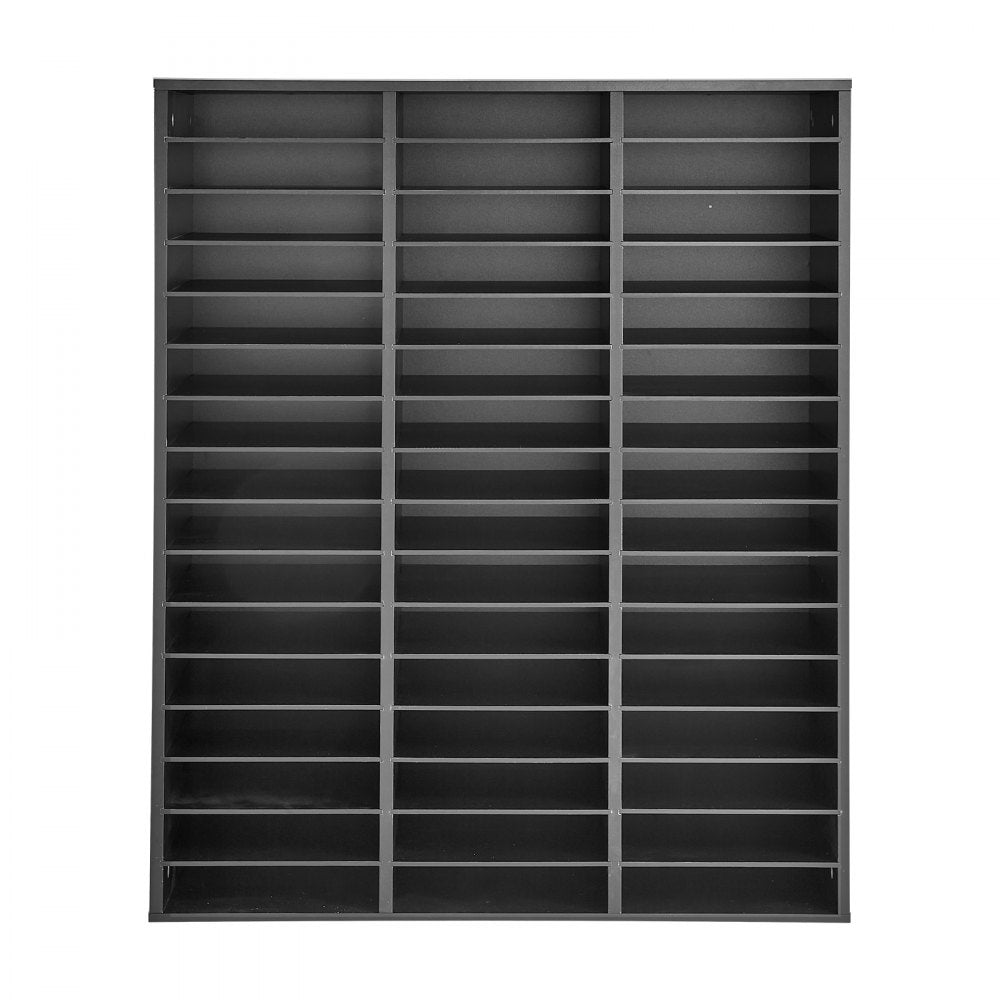 VEVOR Wood Literature Organizer 48 Compartments Office Mailboxes Black, Countertop Literature Sorter for Files Documents Papers, with Adjustable Shelves, for Office, Home, Classroom Organization