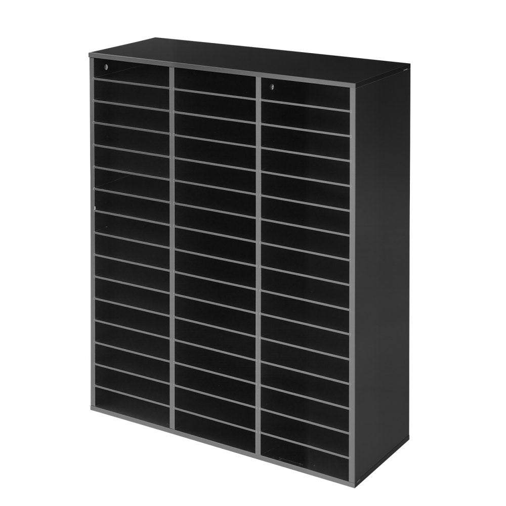 VEVOR Wood Literature Organizer 48 Compartments Office Mailboxes Black, Countertop Literature Sorter for Files Documents Papers, with Adjustable Shelves, for Office, Home, Classroom Organization