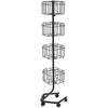 VEVOR Brochure Display Rack, 4-Tier 32 Pockets Rotating Magazine Literature Display Stand for Postcards, 360° Spinning Greeting Cards Rack with 5 Wheels (2 Lockable) for Shop Exhibitions Office