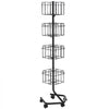 VEVOR Brochure Display Rack, 4-Tier 32 Pockets Rotating Magazine Literature Display Stand for Postcards, 360° Spinning Greeting Cards Rack with 5 Wheels (2 Lockable) for Shop Exhibitions Office