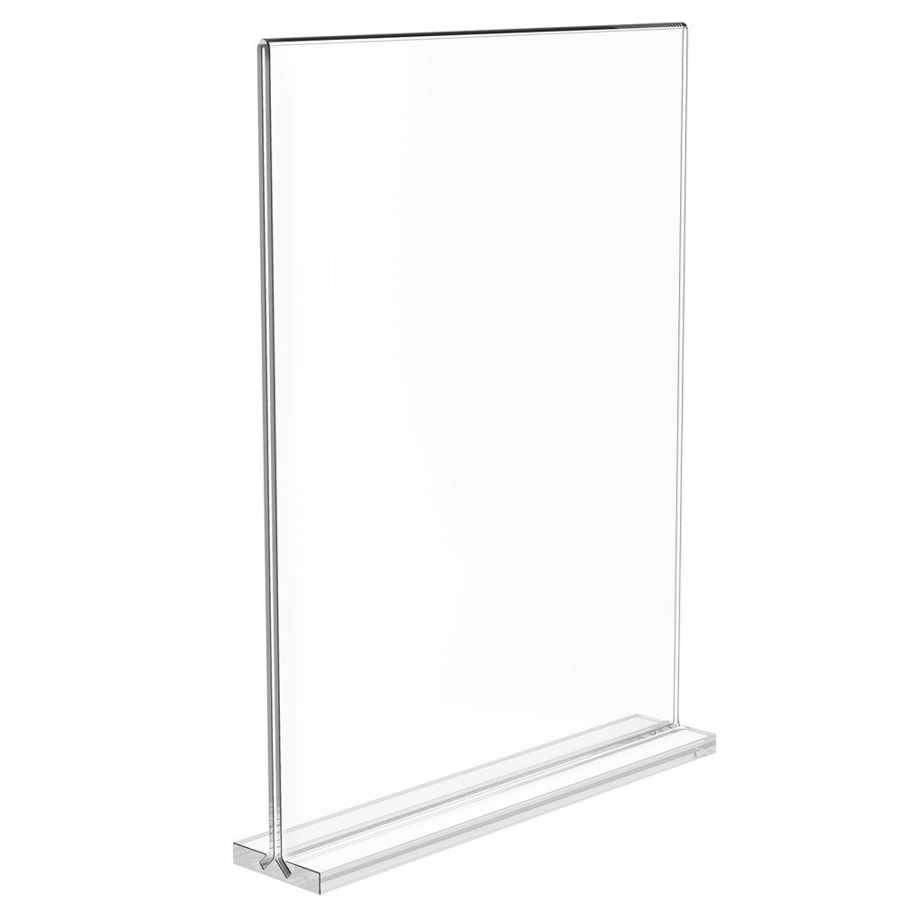 VEVOR Acrylic Sign Holder, 6 Pack 8.5 x 11-inch Brochure Display Holders, T-Shape Double Sided Display Sign Stand, Clear Acrylic Table Menu Photo Paper Holder for Restaurant Office Wedding Bar