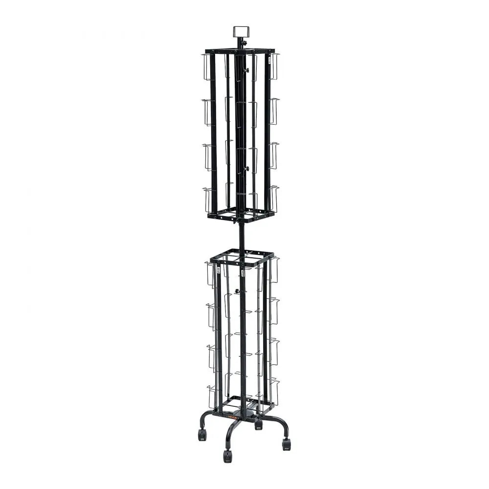 VEVOR Greeting Cards Display Rack, 32 Pockets Rotating Postcard Brochure Display Stand, 360° Spinning Card Display Rack with Sign Holder & 4 Wheels (2 Lockable) for Exhibitions Office Trade Show