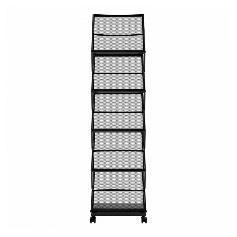 VEVOR Brochure Display Rack, Foldable 5 Pockets Magazine Literature Display Stand, Movable Floor Standing Magazine Rack with Wheels, Metal Newspaper Catalog Holders for Shop Exhibitions Office Show
