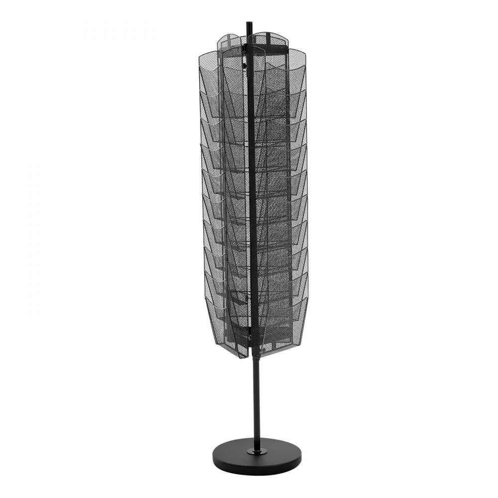 VEVOR Rotating Brochure Display Rack, 30 Pockets Mesh Magazine Literature Display Stand, Portable Floor Standing Magazine Rack, Metal Newspaper Catalog Holders for Shop Exhibitions Office Trade Show