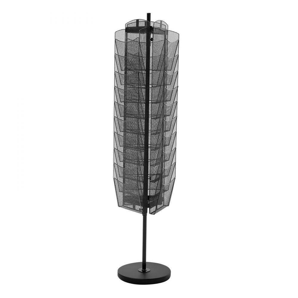 VEVOR Rotating Brochure Display Rack, 30 Pockets Mesh Magazine Literature Display Stand, Portable Floor Standing Magazine Rack, Metal Newspaper Catalog Holders for Shop Exhibitions Office Trade Show