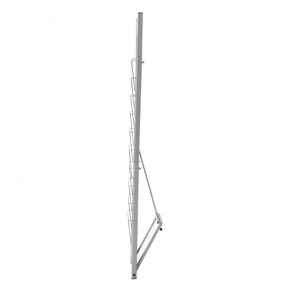 VEVOR Brochure Display Rack, 10 Pockets Magazine Literature Display Stand, Portable Floor Standing Magazine Rack, Metal Newspaper Catalog Holders for Shop, Exhibitions, Office, Trade Show, Silver