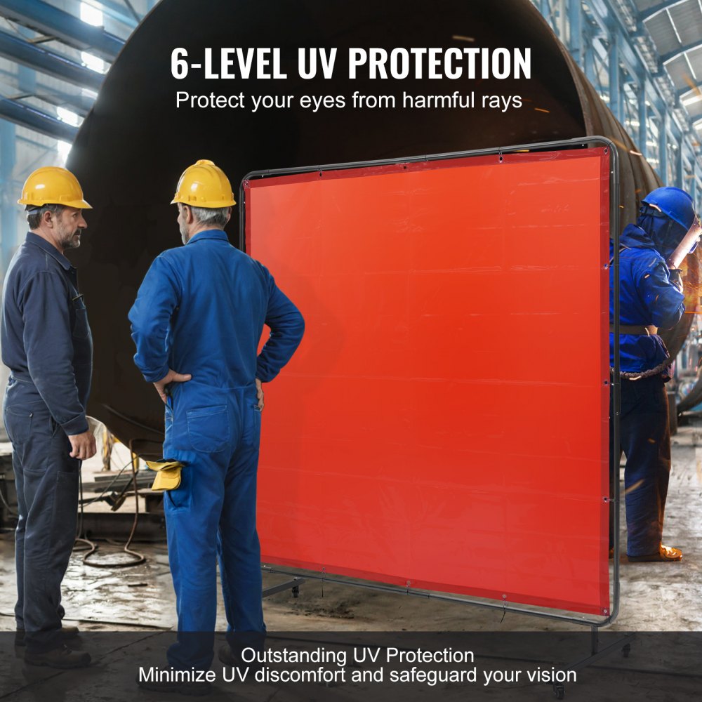 VEVOR Welding Curtain Screen, 6 x 6 FT Hanging Welding Curtain Wall, Flame-Resistant Vinyl Welding Protection Screens with 6-Level UV Protection & Hanging Holes, Portable for Workshop/Industrial Use