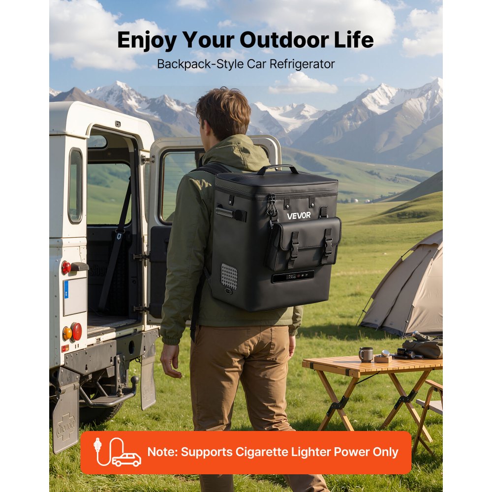 VEVOR 12 Volt Refrigerator, 13.7 QT/ 13L Car Fridge, Portable Electric Freezer Compressor, 12V/24V DC, 21℉ to 50℉/ -6℃ to 10℃, for Truck Van RV SUV Boat Travel Camping Road Trips