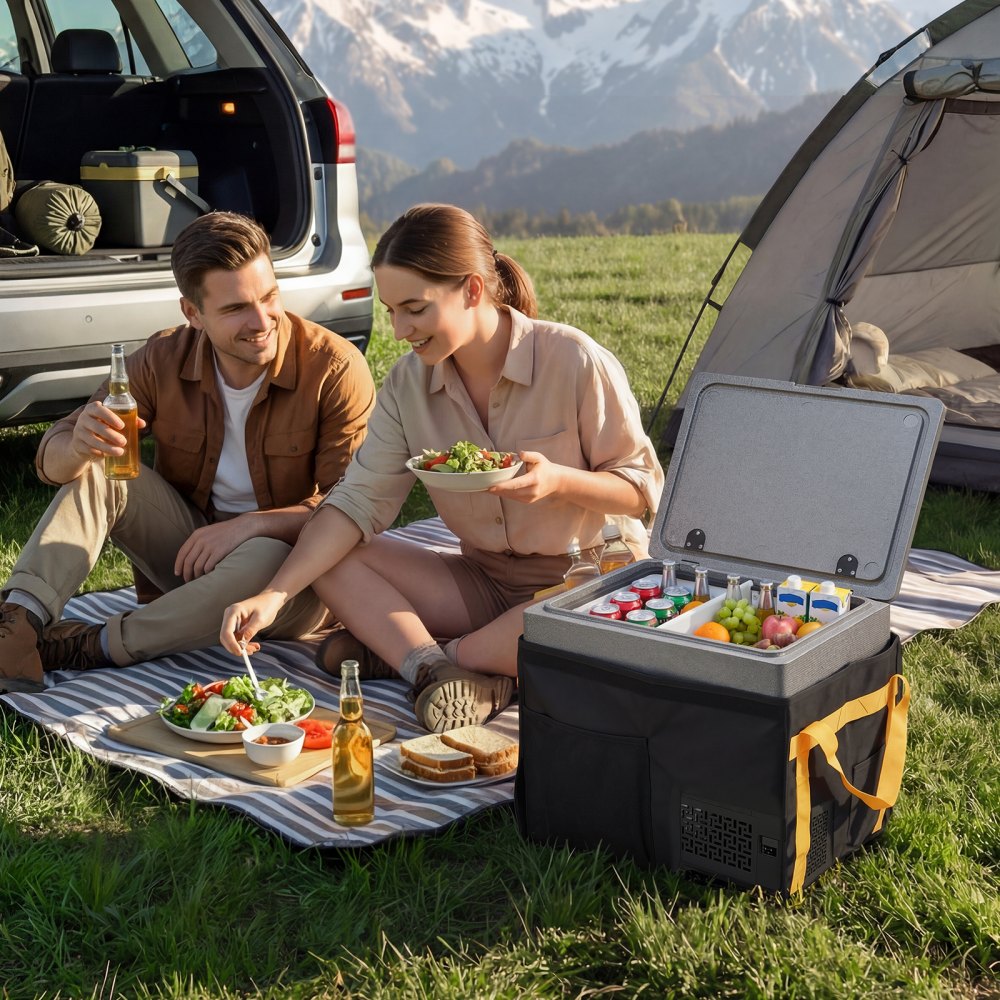 VEVOR 12 Volt Refrigerator, 42.3 QT/ 40L Car Fridge, Portable Ultra-Light EPP Freezer, APP Control Electric Compressor, 12V/24V DC, 14℉ to 50℉, for Truck Van RV SUV Boat Travel Camping