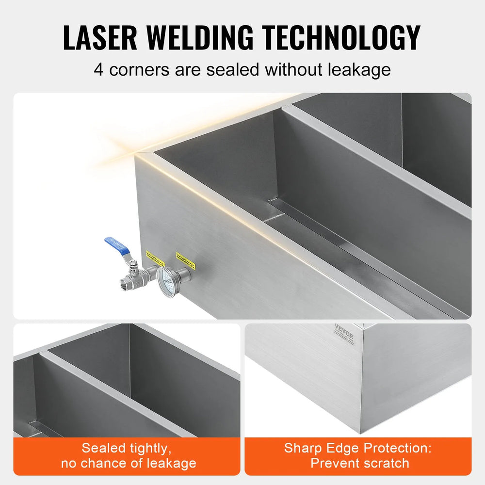 Laser welding technology - sealed corners to prevent leakage; sharp edge protection