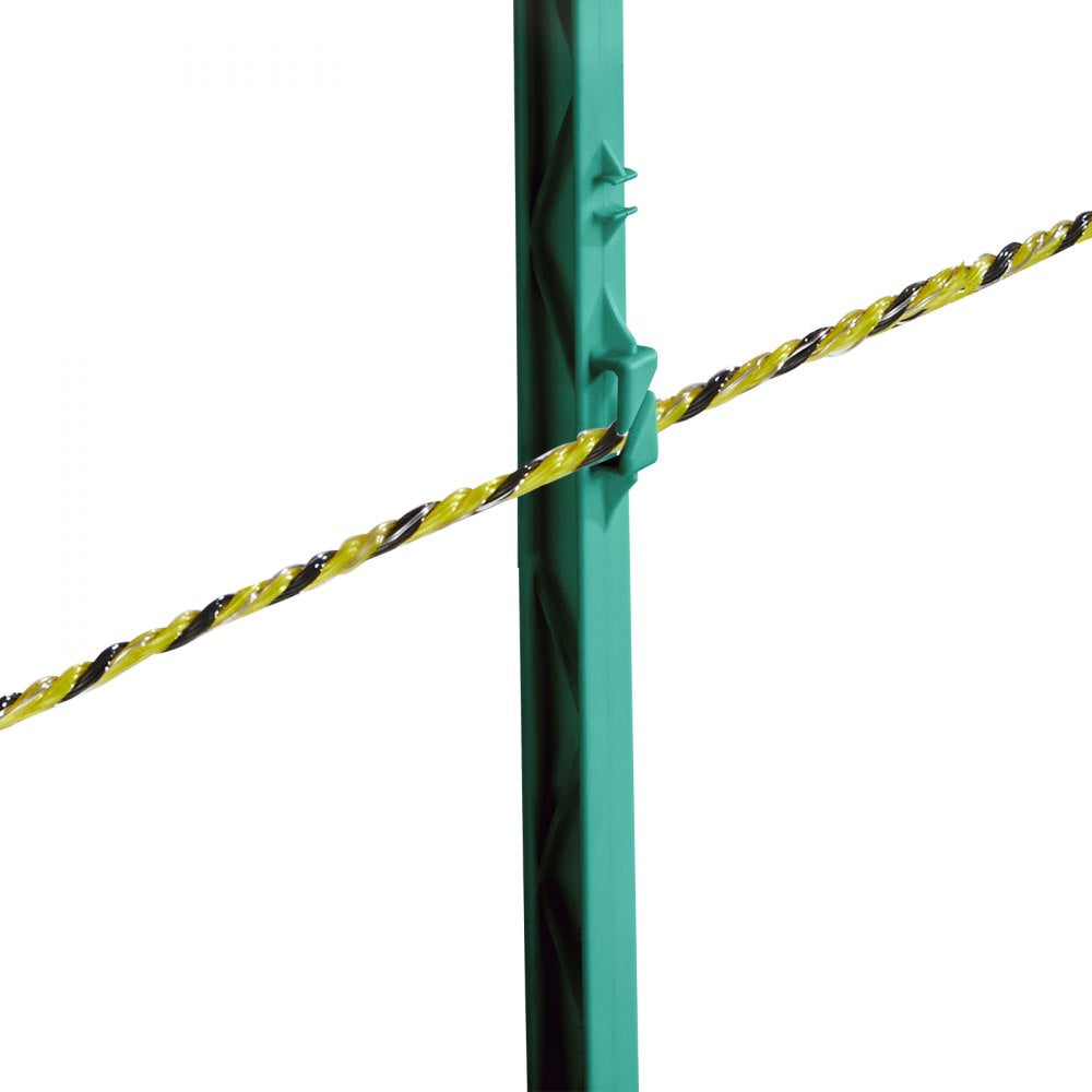 VEVOR Electric Fence Wire, 1640Ft 500M Portable Polywire, 1/8" Diameter 6 Stainless Steel Strands, Fencing Rope Line with 25 Fence Insulators and 25 T-post Insulators, for Horse, Cattle, Livestock