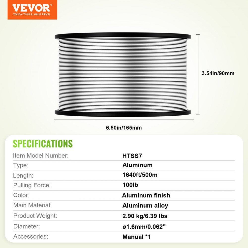 VEVOR 16 Gauge Aluminum Wire for Electric Fencing, 1640Ft 500M Electric Fence Wire, Portable Fencing Wire, 1.6mm Diameter Aluminum Alloy for Higher Conductivity and Rust Resistance, for Horse, Cattle, Livestock