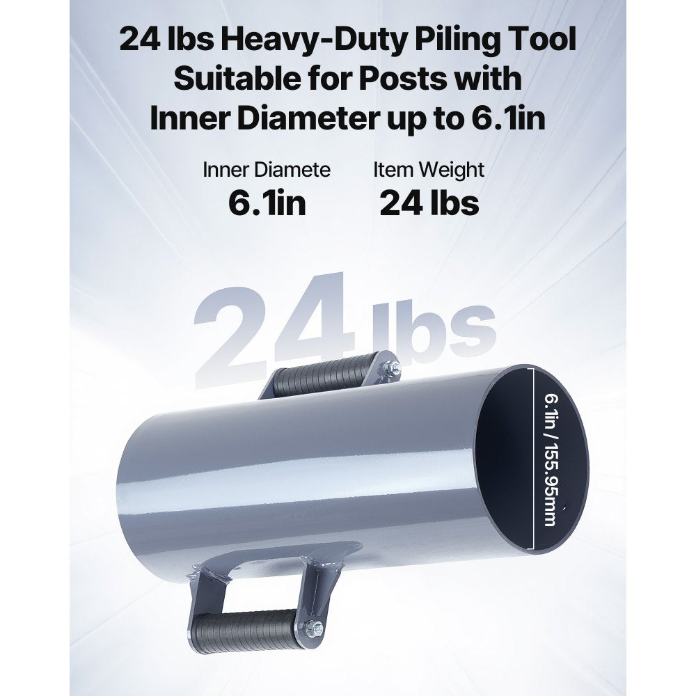 VEVOR Fence Post Driver, Heavy Duty T Post Driver with Handles, Metal Manual Pounder Rammer for U-Channel,Wooden Fence, Fits T-Posts with Inner Diameter up to 6.1in,Ideal for Farm, Garden, Yard