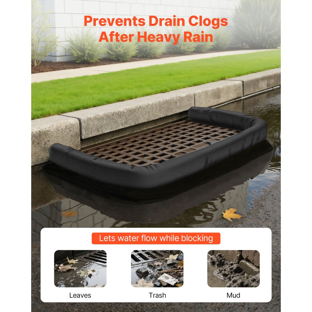 VEVOR Sediment Filter Sock, 4Pcs Erosion Control Socks Dia. 5 in x 10 ft L Coverage, Polypropylene Filler, Flexible & Efficient Silt Fence Socks for Storm-Water Management, Drainage Protection
