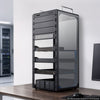 VEVOR 12U Network Rack 10.2 Inch Depth Open Frame Server Rack Vented Shelf, for 10 Inch Network IT Equipment A/V Devices, Supports Up to 200 lbs, with Side Translucent Panels & 2 Top Handles, SBC Tray