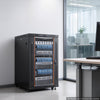 VEVOR 18U Network Cabinet Server Rack, Built-In PDU, 2 Fans, LED Light, for 19" IT Equipment A/V Devices, 23.6" Depth (18" Installation), 660 lbs Max, Lockable Door with Casters Temperature Display