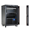 VEVOR 18U Network Cabinet Server Rack, Built-In PDU, 2 Fans, LED Light, for 19" IT Equipment A/V Devices, 23.6" Depth (18" Installation), 660 lbs Max, Lockable Door with Casters Temperature Display