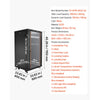 VEVOR 22U Network Cabinet Server Rack, Built-In PDU, 2 Fans, LED Light, for 19" IT Equipment A/V Devices, 23.6" Depth (18" Installation), 660 lbs Max, Lockable Door with Casters Temperature Display