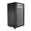 VEVOR 22U Network Cabinet Server Rack, Built-In PDU, 2 Fans, LED Light, for 19" IT Equipment A/V Devices, 23.6" Depth (18" Installation), 660 lbs Max, Lockable Door with Casters Temperature Display